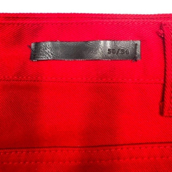RED JEANS W50 x L34 with Black Details on Front - Picture 7 of 7